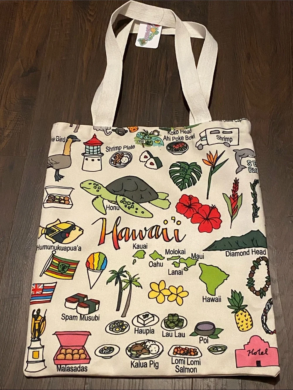 NWT Island Sense Hawaii Illustrated Tote Bag🩶🖤